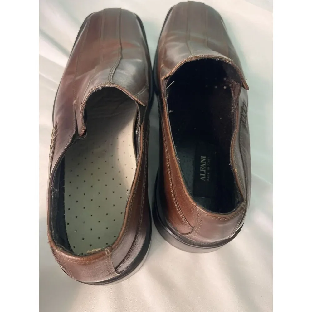 ALFANI men's Italian leather‎ Pablo Brown top rubber sole shoes Size 11. S -317